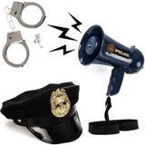 Tigerdoe Polis Memuru Kostümü - 3 Parça Set - Polis Giydirme - Sirenli Polis Megafonu - Polis Şapkası - Polis Kelepçeleri - Polis Aksesuarları Polis Memuru Oyuncakları, Mavi, Tek Beden