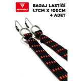 TIGERLOCK Bagaj Lastiği Kancalı Lastik Yassı Kırmızı 17mmx100cm 4 Adet