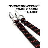 TIGERLOCK Bagaj Lastiği Kancalı Lastik Yassı Kırmızı 17mmx60cm 4 Adet