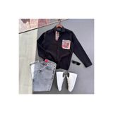 tiggir moda Erkek Oversize Nakışlı Keten Gömlek ve Kot Pantolon 2'li Takım