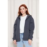 Tight Lady Füme Kalın Dokulu Puf 3 iplik Kanguru Cepli Kapüşonlu Fermuarlı içi Polarlı Kadın Sweatshirt Hırka