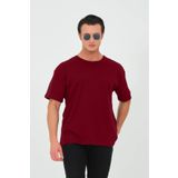 Tight Lady X Serüven %100 Organik Pamuk Erkek Düz Bordo Tişört Regular Fit / Normal Kesim
