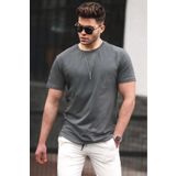 Tight Lady X Serüven %100 Organik Pamuk Erkek Düz Füme Tişört Regular Fit / Normal Kesim