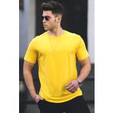Tight Lady X Serüven %100 Organik Pamuk Erkek Düz Sarı Tişört Regular Fit / Normal Kesim