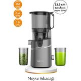 Tigrecook Slow Juicer Yavaş Sıkım Katı Meyve Sıkacağı 250 W 1,5 lt Gri Renk Sorbe ve Dondurma İçin