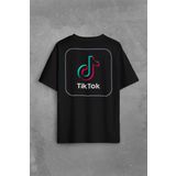 Tik Tok Logo Tiktok Music Video Sırt Ön Baskılı Oversize Tişört Unisex T-Shirt