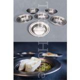 TİKHA HOME Paslanmaz Çelik Dövme Desenli KAHVALTILIK SUNUM TABAĞI 6'LI SET 11CM