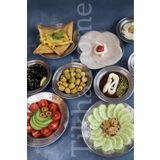 TİKHA HOME Paslanmaz Çelik Dövme Desenli KAHVALTILIK SUNUM TABAĞI 6'LI SET 20CM