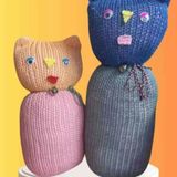 Tıkırık Örgü Yastık Uyku Oyun Arkadaşı Şeker&Cingöz - 35 Cm-45 Cm