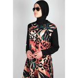 Tıklaalbeni Doğa Serisi Yapışmayan Tesettür Mayo, Paraşüt Kumaş Fermuarlı Mayo / Sealife SL1007 - 8XL - Siyah