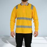 Tikpaket Reflektörlü Iş Sweatshirt - Ikaz Şeritli Sarı Polo Yaka Uzun Kollu Yazlık Iş Sweati