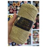 TıkTık AL Gold Renk Simli Koton Makrome İp Çanta ve Hobi Örgü İpi Cotton 200gr