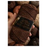 TıkTık AL Kahverengi Simli Koton Makrome İp Çanta ve Hobi Örgü İpi Cotton 200gr