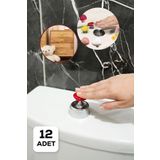 Tilbe Home 12'li Kalpli Klozet Basma Butonu Çok Amaçlı Yapışkanlı Dolap Çekmece Tutacağı Şifon Kapağı Kulpu