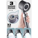 Tilbe Home 2 Adet 3 Fonksiyonlu Banyo Duş Başlığı Kireç Önleyici Turbo Yüksek Basınçlı Duş Başlığı