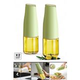 Tilbe Home 2Li Fonksiyonlu Cam Yağdanlık 500Ml Yeşil Yerçekimi Otomatik Kapak Damlatmayan Ağızlı Yağlık Sosluk