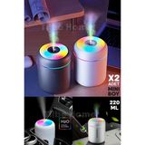 Tilbe Home 2li LED Işıklı USB Ultrasonik Hava Nemlendirici Buhar ve Koku Makinesi H2O Difüzör Cihazı 220ML - Renkli - 2'li Set