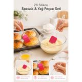 Tilbe Home 2’li Silikon Spatula Yağ Fırçası Seti Kek Pasta Hamur Karıştırıcı Yumurta Sos Sürme Mutfak Seti