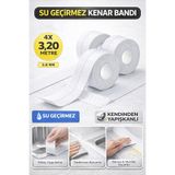 Tilbe Home 4lü Su Geçirmez Kenar Bandı Banyo Küvet Mutfak Lavabo Ocak Kenarı Sızdırmaz Tamir Bandı 3.2mt 3.8mm