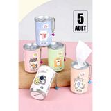 Tilbe Home 5'li Sevimli Kola Kutusu Şekilli Anahtarlık Islak Mendil Kutusu Çanta Süsü Mini Cep Mendil Seti
