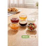 Tilbe Home 6lı Desenli Çift Çidarlı Mini Sosluk Drajelik Lokumluk Kase Şekerlik Çerezlik Reçellik Cam Kase Set