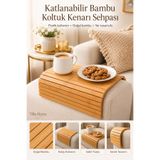 Tilbe Home Bambu Koltuk Kenarı Sehpa Ahşap Kolçak Tepsisi Kanepe Yan Sehpa Amerikan Servisi Portatif Tepsi