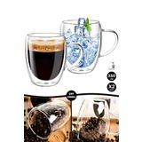 Tilbe Home Çift Cidarlı Bardak Kupa 350 ml Ev Ofis Espresso Kahve Çay Fincanı Borosilikat Kulplu Cam Bardak