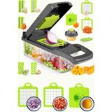 Tilbe Home Çok Fonksiyonlu Sebze Doğrayıcı Lüx Rende Hazneli Sebze Patates Dilimleyici Doğrayıcı Mutfak Seti - Multi Fonksiyonel - Mavi - Yeşil