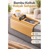 Tilbe Home Koltuk Kenarı Bambu Katlanabilir Yan Sehpa Amerikan Servisi Kanepe Kenarı Portatif Koltuk Tepsisi