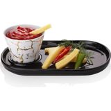 Tilbe Home Oval Sunum Tabağı Konik Sosluk Desenli Sunumluk Sosluk 2'li Seti - 1 lt - Beyaz