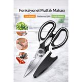 Tilbe Home Paslanmaz Çelik Mutfak Makası Çok Fonksiyonlu Ultra Keskin Et Sebze Kesme Kapak Açıcı Ceviz Kırıcı