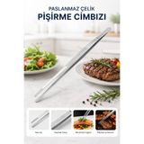 Tilbe Home Paslanmaz Çelik Şef Cımbızı 30 Cm Profesyonel Pişirme Sunum Maşası Mutfak Izgara Et Servis Maşa
