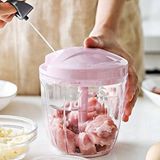 Tilbe Home Pratik İpli El Rondosu 5 Çelik Bıçaklı Büyük Boy Sebze Meyve Et Soğan Doğrayıcı Blender Rende Mavi Multicolor, Colorful
