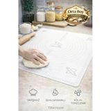 Tilbe Home Silikon Hamur Açma Yoğurma Matı Fırın Altlığı Ölçekli Mat Orta Boy Beyaz 50X40cm