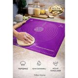 Tilbe Home Silikon Hamur Açma Yoğurma Matı Fırın Altlığı Ölçekli Mat Orta Boy Mor 50X40cm