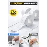 Tilbe Home Su Geçirmez Kenar Bandı Banyo Küvet Mutfak Lavabo Ocak Kenarı Sızdırmaz Tamir Bandı 3.2mt 3.8mm