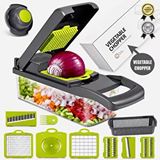 Tilbe Home Vegetable Chopper Küp Rende 13 Parça Hazneli Sebze Doğrayıcı Dicer Dilimleyici Kesici Fonksiyonlu Mutfak Seti Yeşil Gri