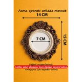 Tilekey Seramik Vintage Eskitme Görünümlü Dekoratif Çerçeve – 3D Baskı ve El Boyaması Kahve Tonlu Çiçek Motifli Yuvarlak - İç Çap: 7 cm Dış Ölçü: 15x14 cm