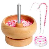 Tilhumt Takı Yapımı için Boncuk Spinner, Zahmetsiz Dönen Ahşap Kil Boncuk Spinner, 2 Büyük Göz Boncuk İğnesi ve 3000 Tohum Boncuklu, Bel, Bilezik, Kolye Yapımı için Boncuk Malzemeleri