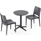 Tilia 2 Kişilik Polipropilen Masa Takımı Antrasit (Moon Katlanır Masa Ø60 cm + Specto Sandalye)