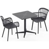 Tilia 2 Kişilik Polipropilen Masa Takımı Antrasit (Moon Katlanır Masa 70X70 cm + Eva-P Kollu Sandalye) - Bahçe, Balkon, Teras, Veranda, Havuz Başı, Dış Mekan, Kafe, Restoran, Otel İçin