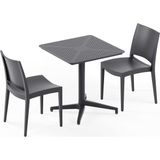 Tilia 2 Kişilik Polipropilen Masa Takımı Antrasit (Moon Katlanır Masa 70X70 cm + Specto Sandalye) - Bahçe, Balkon, Teras, Veranda, Havuz Başı, Dış Mekan, Kafe, Restoran, Otel İçin