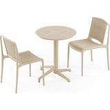 Tilia 2 Kişilik Polipropilen Masa Takımı Bej (Moon Katlanır Masa Ø60 cm + Nes Sandalye) - Siyah
