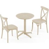 Tilia 2 Kişilik Polipropilen Masa Takımı Bej (Tilia Moon Katlanır Masa Ø60 cm + Capri Sandalye) - Siyah