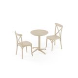 Tilia 2 Kişilik Polipropilen Masa Takımı (Moon Katlanır Masa Ø60 cm + Capri Sandalye) (Bej)
