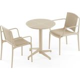 Tilia 2 Kişilik Polipropilen Masa Takımı (Moon Katlanır Masa Ø60 cm + Nes Kollu Sandalye) - Bej