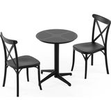 Tilia 2 Kişilik Polipropilen Masa Takımı Siyah (Tilia Moon Katlanır Masa Ø60 cm + Capri Sandalye) - Bahçe, Balkon, Teras, Veranda, Havuz Başı, Dış Mekan, Kafe, Restoran, Otel İçin