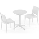 Tilia 2 Kişilik Polipropilen Masa Takımı Süt Beyaz (Moon Katlanır Masa Ø60 cm + Specto Sandalye)