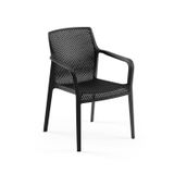 Tilia Briza Polipropilen Kollu Sandalye - Bahçe, Balkon, Teras, Veranda, Havuz Başı, Dış Mekan, Kafe, Restoran, Otel İçin, İstiflenebilir, Siyah