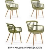 Tilia Eva-N 4 Adet Polipropilen Kollu Sandalye Haki, Kayın Ayak